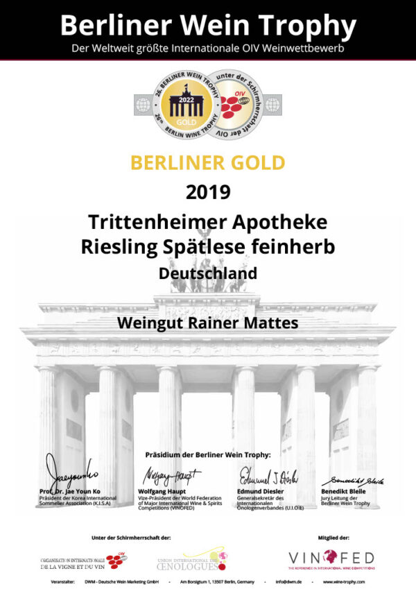 Winterverkostung 2022 Auszeichnung