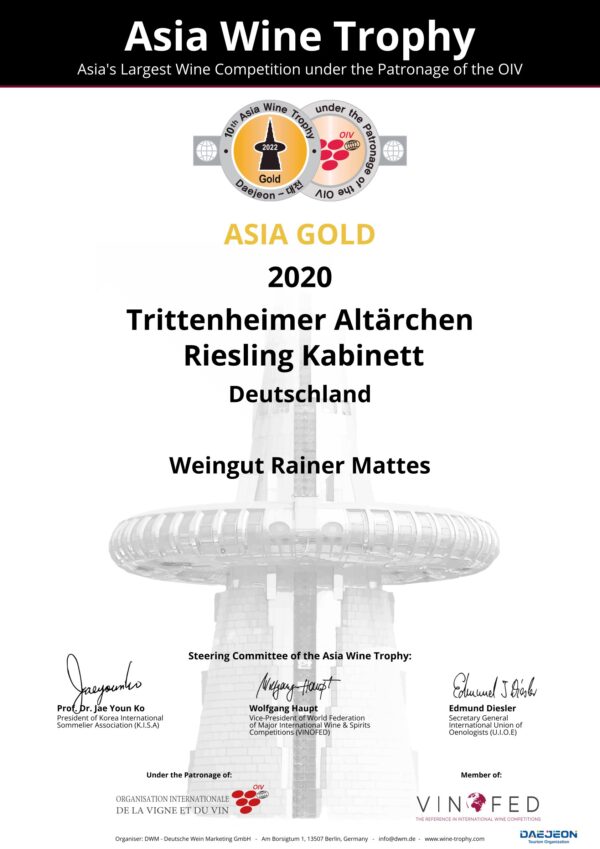 Asia Wein Trophy 2022 Auszeichnung