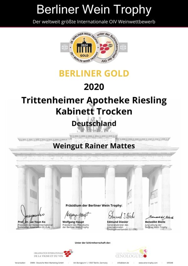 Auszeichnung Riesling Kabinett Trocken